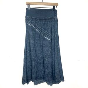 INIZIO Indigo Midi Length Linen Skirt XL- Like new! 🌿